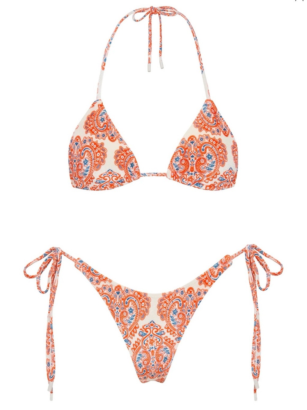 triangl swimwear Orange Paisley Tie-Side Triangle Bikini